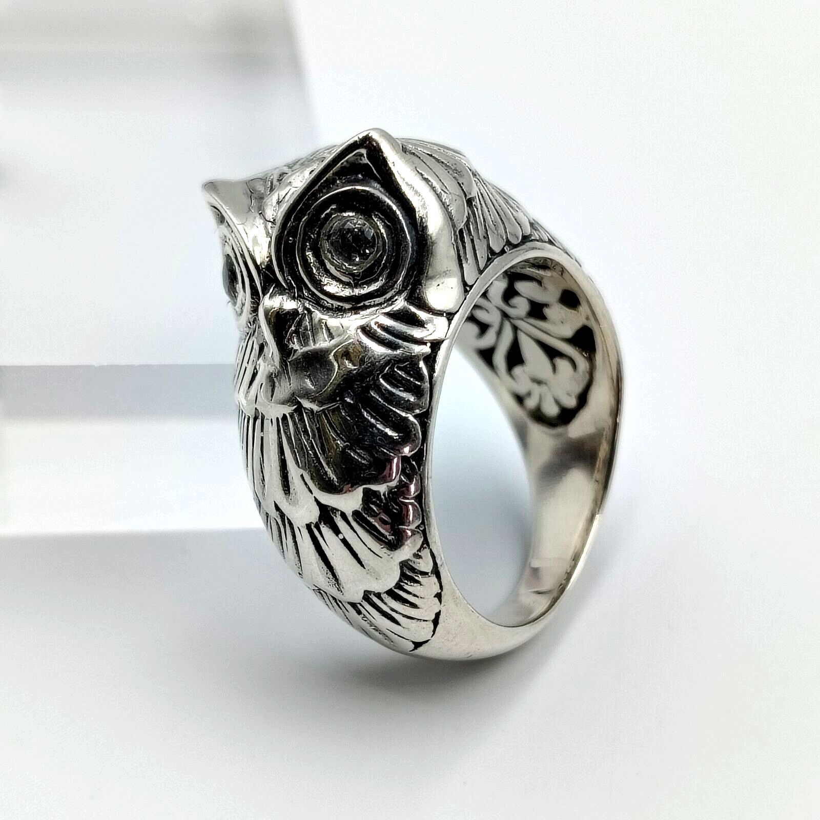 Samuel B Behnam Sterling Silver 925 White Topaz Owl Ring Sz 7 120$